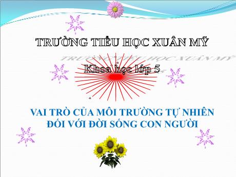 Bài giảng Khoa học Lớp 5 - Bài 64: Vai trò của môi trường tự nhiên đối với đời sống con người - Năm học 2023-2024 - Nguyễn Thị Phương