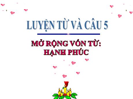 Bài giảng Tiếng Việt Lớp 5 (Luyện từ và câu) - Tuần 15, Bài: Mở rộng vốn từ: Hạnh phúc - Năm học 2023-2024 - Hồ Thị Tình