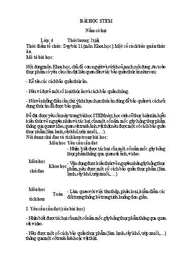 Bài học STEM Khoa học Lớp 4 - Bài: Nấm có hại - Năm học 2024-2025 - Trường Tiểu học Xuân Mỹ