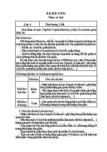 Bài học STEM Khoa học Lớp 4 - Bài: Nấm có hại - Năm học 2024-2025 - Nguyễn Thị Hải Anh