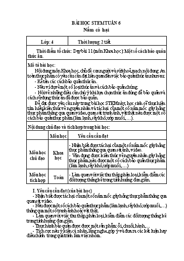 Bài học STEM Khoa học Lớp 4 - Tuần 6, Bài: Nấm có hại - Năm học 2024-2025 - Trường Tiểu học Xuân Mỹ