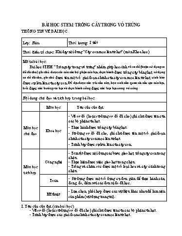 Bài học STEM Khoa học Lớp 5 - Bài: Trồng cây trong vỏ trứng - Năm học 2024-2025 - Nguyễn Thị Hải Anh