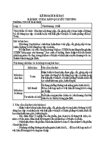 Bài học STEM Toán Lớp 2 - Bài: Món quà yêu thương - Năm học 2024-2025 - Nguyễn Thị Hải Anh