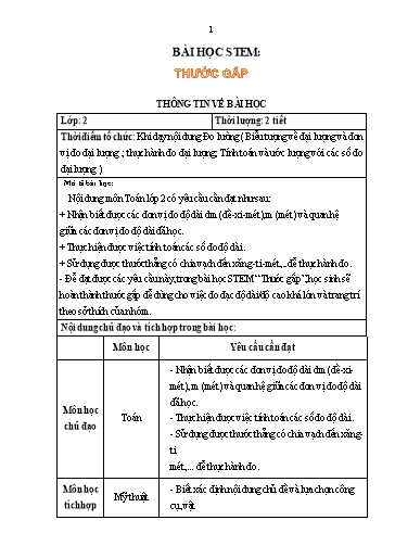 Bài học STEM Toán Lớp 2 - Bài: Thước gấp - Năm học 2024-2025 - Nguyễn Thị Hải Anh