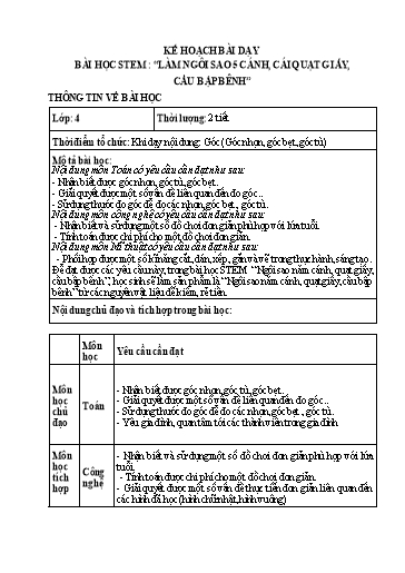 Bài học STEM Toán Lớp 4 - Bài: Làm ngôi sao 5 cánh, cái quạt giấy, cầu bập bênh - Năm học 2024-2025 - Nguyễn Thị Hải Anh