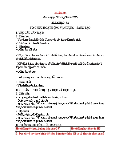 Kế hoạch bài dạy Âm nhạc Lớp 3, 5 (Kết nối tri thức) - Tuần 26 - Năm học 2024-2025 - Trường Tiểu học Xuân Liên