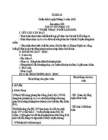 Kế hoạch bài dạy Âm nhạc Tiểu học (Kết nối tri thức) - Tuần 25 - Năm học 2024-2025 - Trường Tiểu học Xuân Liên