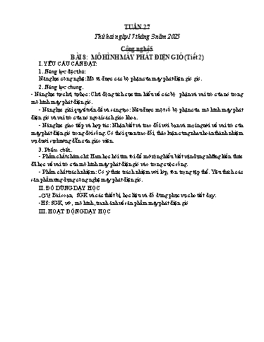 Kế hoạch bài dạy Công nghệ, Mĩ thuật Tiểu học (Kết nối tri thức) - Tuần 27 - Năm học 2024-2025 - Đặng Thị Hằng