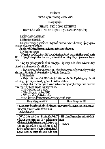 Kế hoạch bài dạy Công nghệ, Mĩ thuật Tiểu học (Kết nối tri thức) - Tuần 22 - Năm học 2024-2025 - Đặng Thị Hằng