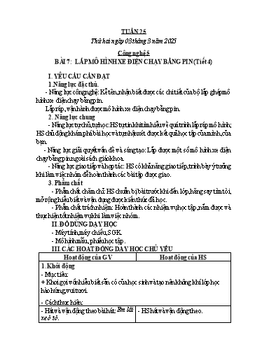Kế hoạch bài dạy Công nghệ, Mĩ thuật Tiểu học (Kết nối tri thức) - Tuần 25 - Năm học 2024-2025 - Đặng Thị Hằng