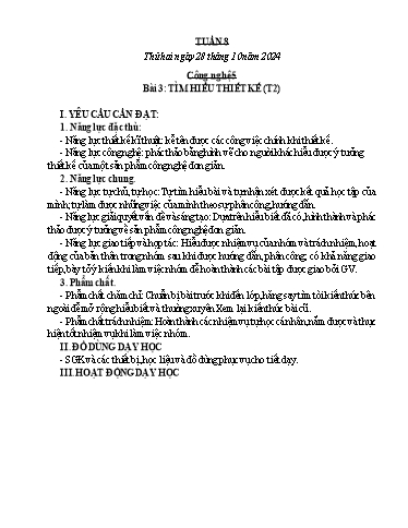 Kế hoạch bài dạy Công nghệ, Mĩ thuật Tiểu học (Kết nối tri thức) - Tuần 8 - Năm học 2024-2025 - Đặng Thị Hằng