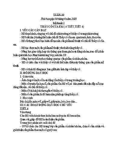 Kế hoạch bài dạy Công nghệ, Mĩ thuật Tiểu học (Kết nối tri thức) - Tuần 30 - Năm học 2024-2025 - Đặng Thị Hằng