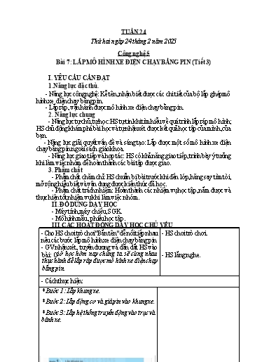 Kế hoạch bài dạy Công nghệ, Mĩ thuật Tiểu học (Kết nối tri thức) - Tuần 24 - Năm học 2024-2025 - Đặng Thị Hằng