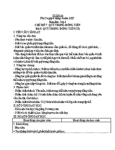 Kế hoạch bài dạy Đạo đức, Âm nhạc Tiểu học - Tuần 30 - Năm học 2024-2025 - Nguyễn Thị Huế