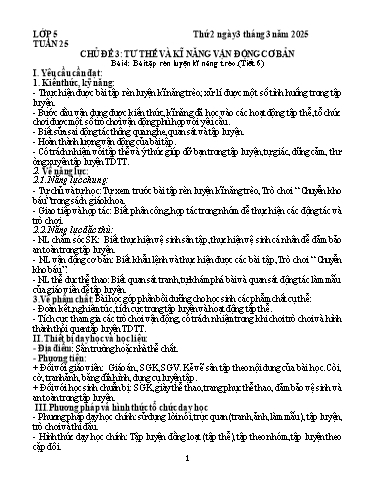 Kế hoạch bài dạy Giáo dục thể chất Lớp 5 (Kết nối tri thức) - Tuần 25 - Năm học 2024-2025 - Trường Tiểu học Xuân Liên