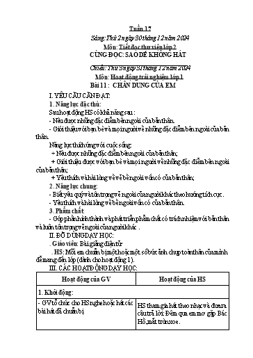 Kế hoạch bài dạy Hoạt động trải nghiệm Tiểu học - Tuần 17 - Năm học 2024-2025 - Trần Thị Huệ
