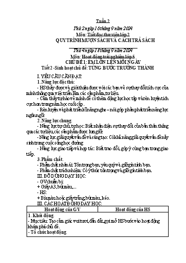 Kế hoạch bài dạy Hoạt động trải nghiệm Tiểu học - Tuần 2 - Năm học 2024-2025 - Trần Thị Huệ