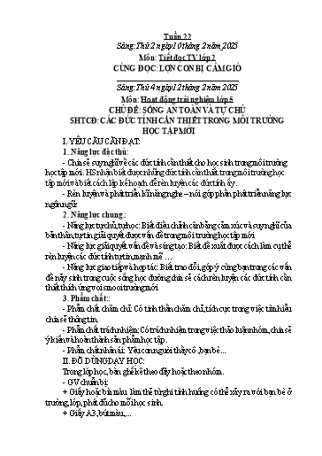 Kế hoạch bài dạy Hoạt động trải nghiệm Tiểu học - Tuần 22 - Năm học 2024-2025 - Trần Thị Huệ