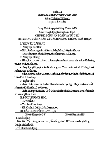 Kế hoạch bài dạy Hoạt động trải nghiệm Tiểu học - Tuần 24 - Năm học 2024-2025 - Trần Thị Huệ