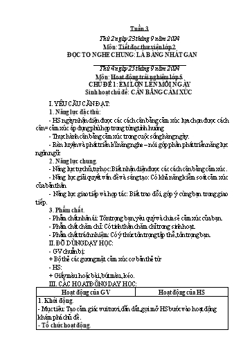 Kế hoạch bài dạy Hoạt động trải nghiệm Tiểu học - Tuần 3 - Năm học 2024-2025 - Trần Thị Huệ
