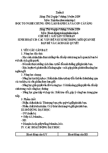 Kế hoạch bài dạy Hoạt động trải nghiệm Tiểu học - Tuần 5 - Năm học 2024-2025 - Trần Thị Huệ