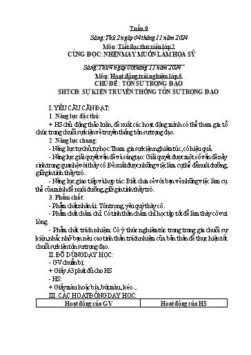 Kế hoạch bài dạy Hoạt động trải nghiệm Tiểu học - Tuần 9 - Năm học 2024-2025 - Trần Thị Huệ