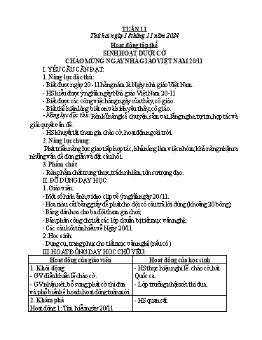 Kế hoạch bài dạy Lớp 1 - Tuần 11 - Năm học 2024-2025 - Lê Thị Kim Hiên