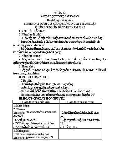 Kế hoạch bài dạy Lớp 1 - Tuần 14 - Năm học 2023-2024 - Lê Thị Kim Hiên