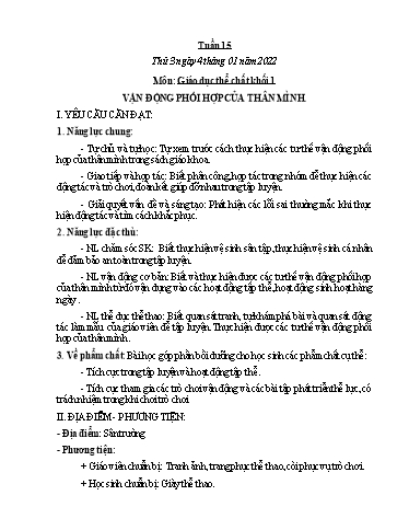 Kế hoạch bài dạy Lớp 1 - Tuần 15 - Năm học 2021-2022 - Trường Tiểu học Xuân Mỹ
