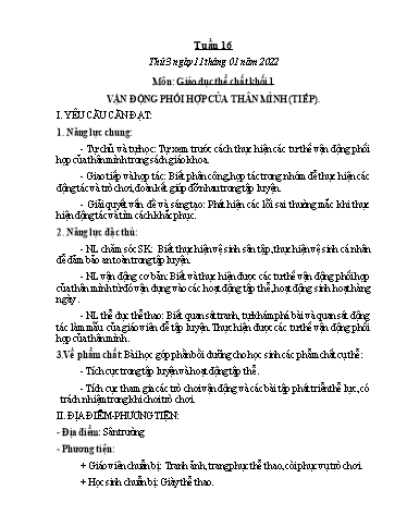 Kế hoạch bài dạy Lớp 1 - Tuần 16 - Năm học 2021-2022 - Trường Tiểu học Xuân Mỹ