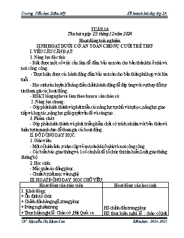 Kế hoạch bài dạy Lớp 1 - Tuần 16 - Năm học 2024-2025 - Nguyễn Thị Ngọc Soa