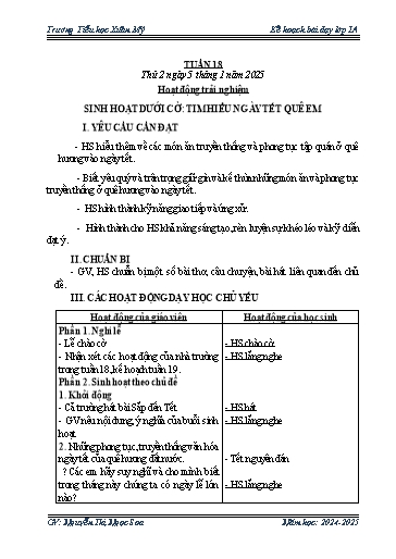 Kế hoạch bài dạy Lớp 1 - Tuần 18 - Năm học 2024-2025 - Nguyễn Thị Ngọc Soa
