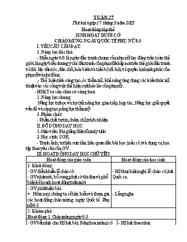 Kế hoạch bài dạy Lớp 1 - Tuần 27 - Năm học 2024-2025 - Lê Thị Kim Hiên
