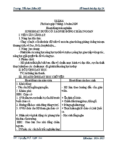Kế hoạch bài dạy Lớp 1 - Tuần 5 - Năm học 2024-2025 - Nguyễn Thị Ngọc Soa
