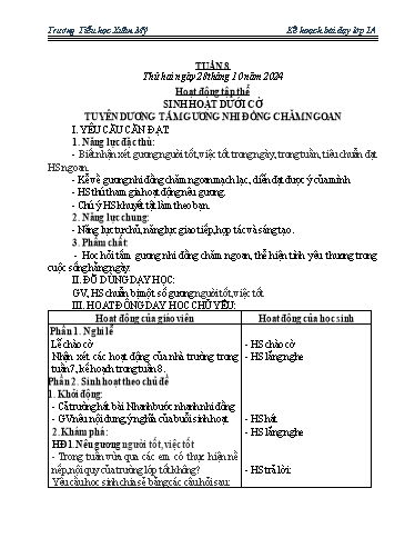 Kế hoạch bài dạy Lớp 1 - Tuần 8 - Năm học 2024-2025 - Nguyễn Thị Ngọc Soa