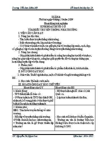 Kế hoạch bài dạy Lớp 1 - Tuần 9 - Năm học 2024-2025 - Nguyễn Thị Ngọc Soa