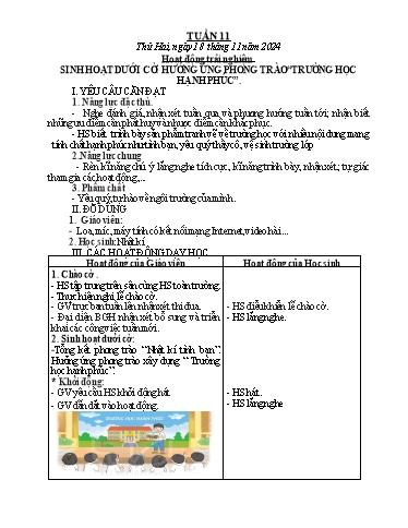 Kế hoạch bài dạy Lớp 2 - Tuần 11 - Năm học 2024-2025 - Nguyễn Thị Phương