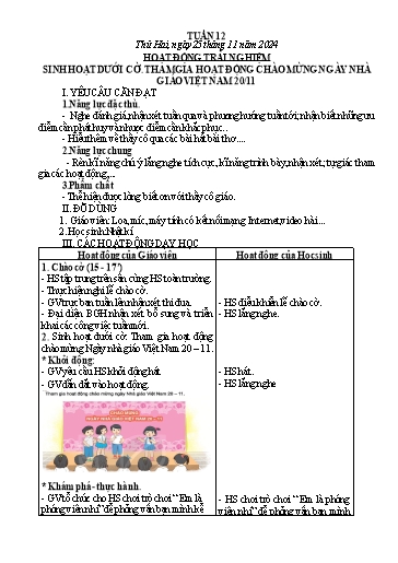 Kế hoạch bài dạy Lớp 2 - Tuần 12 - Năm học 2024-2025 - Nguyễn Thị Phương