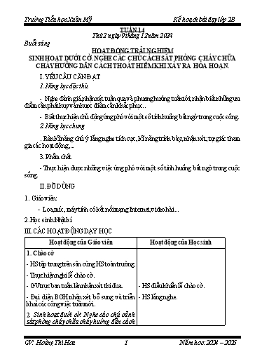Kế hoạch bài dạy Lớp 2 - Tuần 14 - Năm học 2024-2025 - Hoàng Thị Hoa