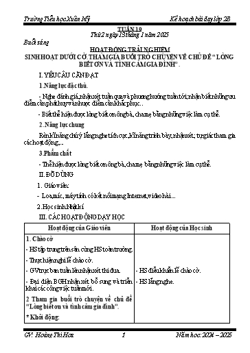 Kế hoạch bài dạy Lớp 2 - Tuần 19 - Năm học 2024-2025 - Hoàng Thị Hoa