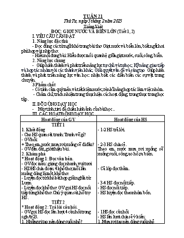 Kế hoạch bài dạy Lớp 2 - Tuần 21 - Năm học 2024-2025 - Nguyễn Thị Phương