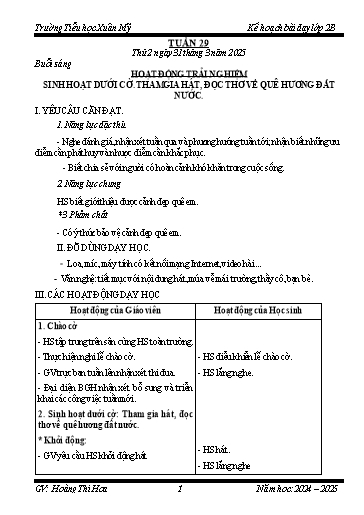 Kế hoạch bài dạy Lớp 2 - Tuần 29 - Năm học 2024-2025 - Hoàng Thị Hoa