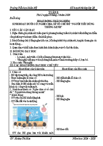 Kế hoạch bài dạy Lớp 2 - Tuần 8 - Năm học 2024-2025 - Hoàng Thị Hoa