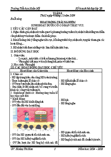 Kế hoạch bài dạy Lớp 2 - Tuần 9 - Năm học 2024-2025 - Hoàng Thị Hoa