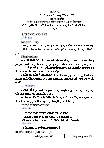 Kế hoạch bài dạy Lớp 3, 4, 5 - Tuần 24 - Năm học 2024-2025