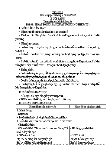 Kế hoạch bài dạy Lớp 3 - Tuần 10 - Năm học 2024-2025 - Hà Văn Sơn