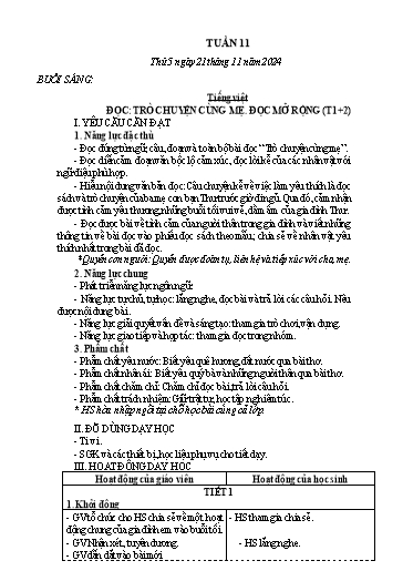 Kế hoạch bài dạy Lớp 3 - Tuần 11 (Thứ 5+6) - Năm học 2024-2025 - Nguyễn Thị Dung