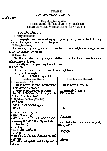 Kế hoạch bài dạy Lớp 3 - Tuần 12 (Thứ 2+3+4) - Năm học 2024-2025 - Nguyễn Thị Dung