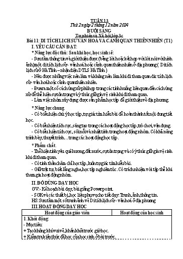Kế hoạch bài dạy Lớp 3 - Tuần 13 - Năm học 2024-2025 - Hà Văn Sơn