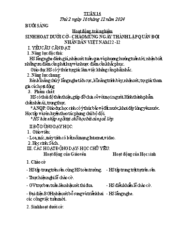 Kế hoạch bài dạy Lớp 3 - Tuần 15 - Năm học 2024-2025 - Nguyễn Thị Dung